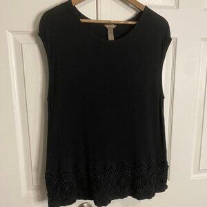 Bit & Bridle - Black Gauzy Lace Hem Top